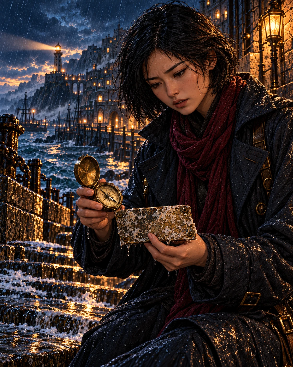 Lin raises her compass. Its needle turns toward the name.
